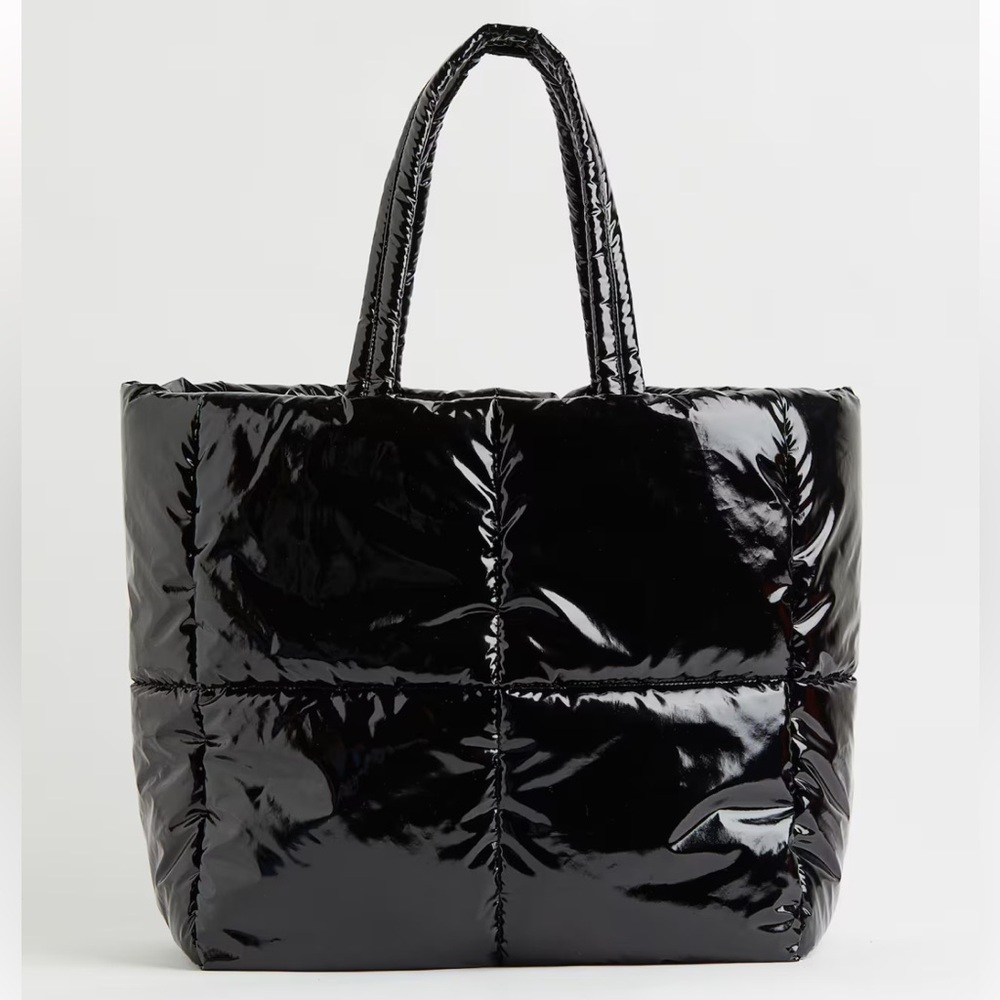 H&M Black Puffer QUILTED SHOPPer Tote